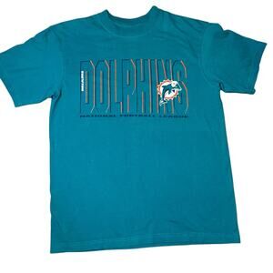 Vintage Majestic Miami Dolphins teal Logo football NFL T-shirt adult size large